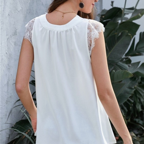 1 left! Lace Cap Sleeve Reversible Blouse Tank Top - Picture 6 of 8